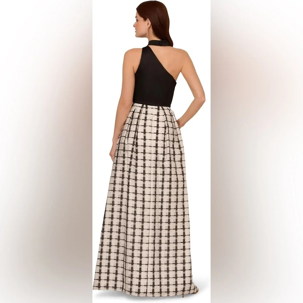 NWT- Adrianna Papell Long Formal Prom A-Line Dress BLACK & WHITE /size 10 - NEW - Picture 3 of 12